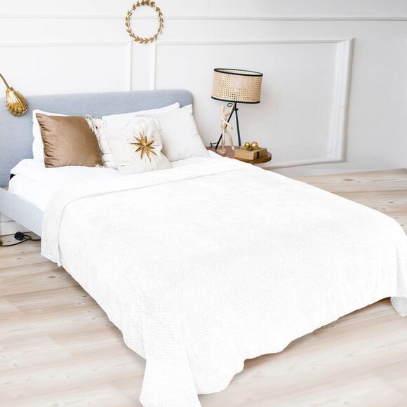 Flannel Fleece Bed Blankets Microfiber Plush 330GSM 66"x90" White - Picture 2 of 6